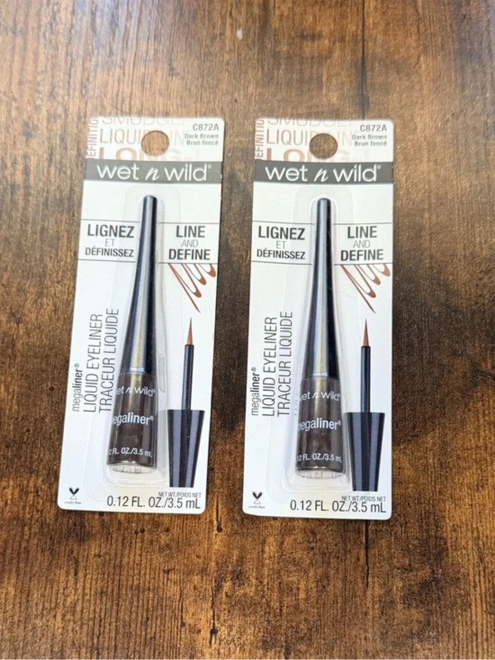 wet n wild DARK BROWN MegaLiner Liquid Eyeliner - (2 Pack)